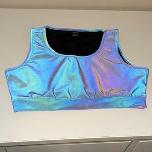 Reflective Iridescent Blue Sports Bra NEW